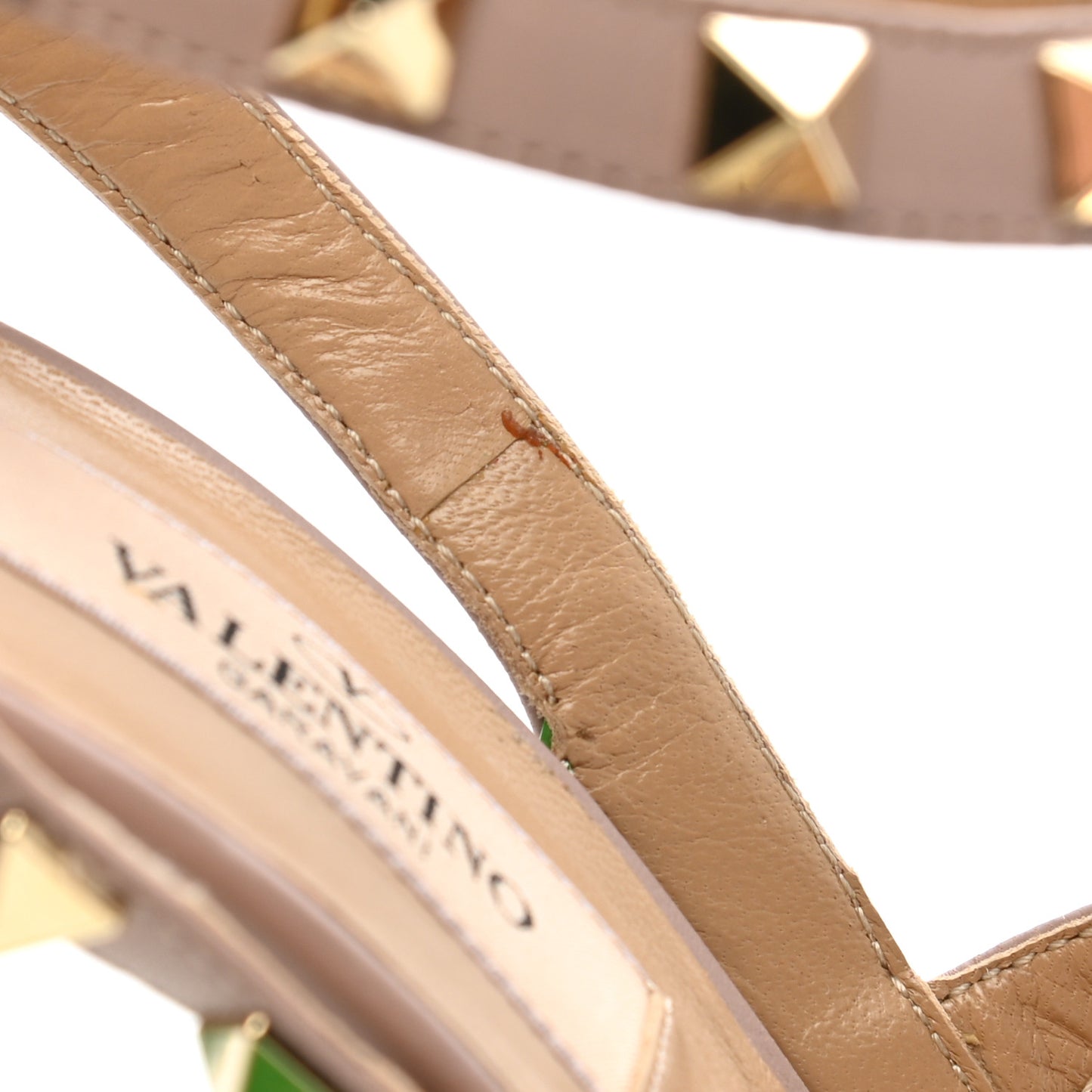Patent Nappa Rockstud Ankle Strap 100mm Pumps 36.5 Green Poudre
