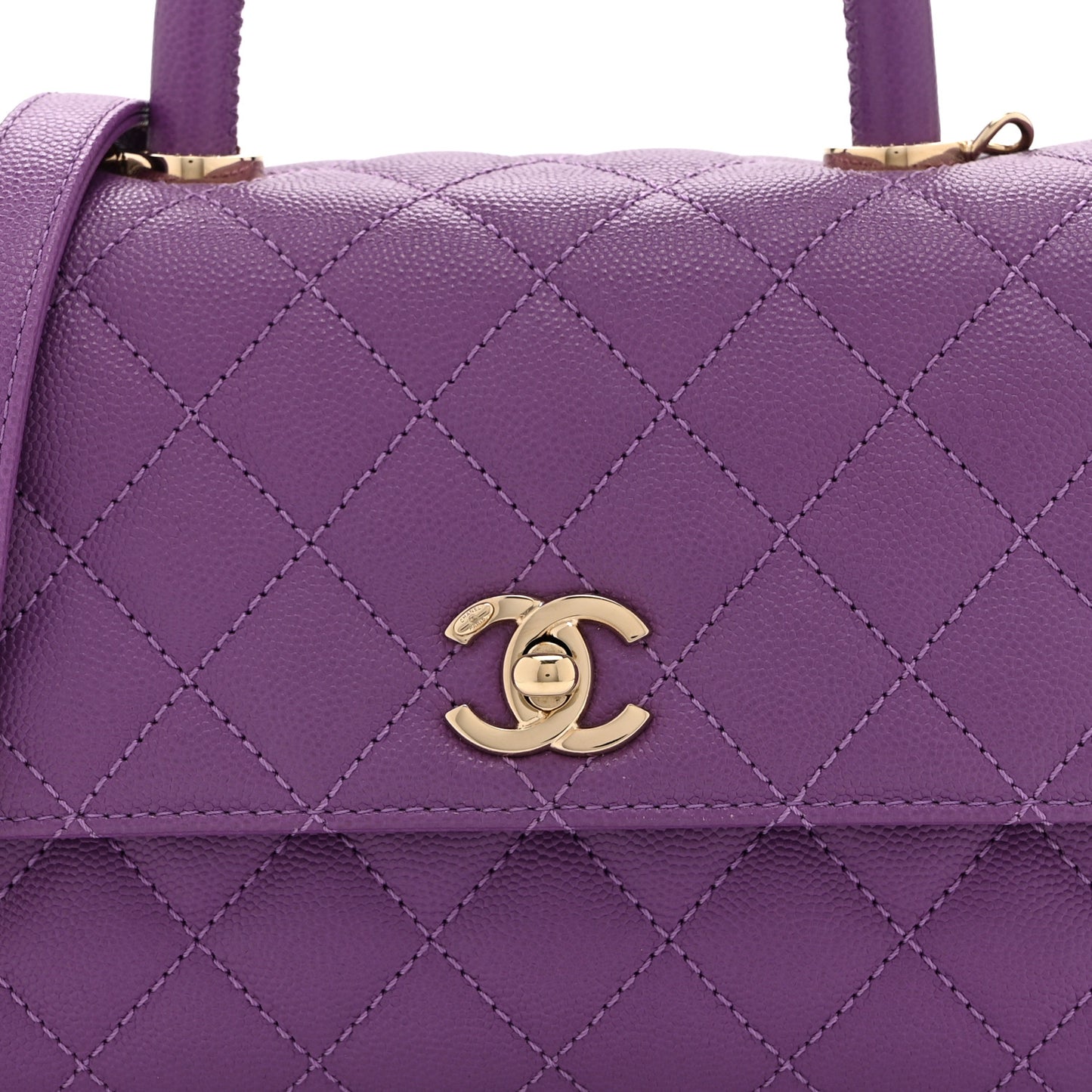 Caviar Quilted Mini Coco Handle Flap Purple