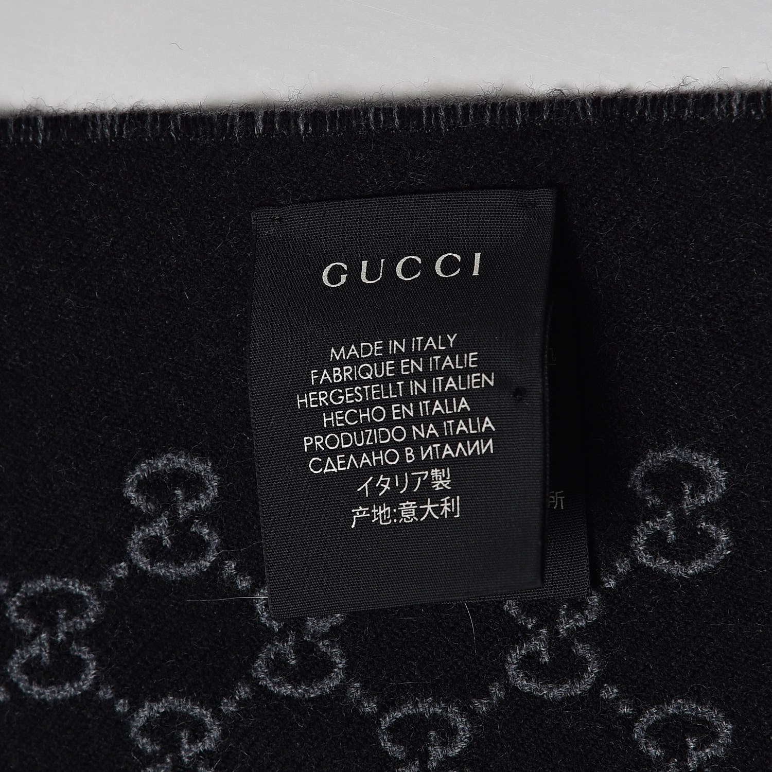 Gucci Wool Monogram Fringe Scarf Anthracite Black 4 of 5