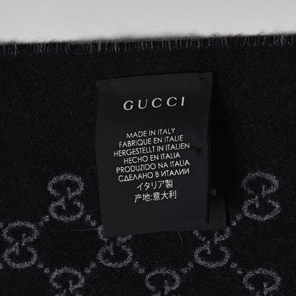 Gucci Wool Monogram Fringe Scarf Anthracite Black 4 of 5