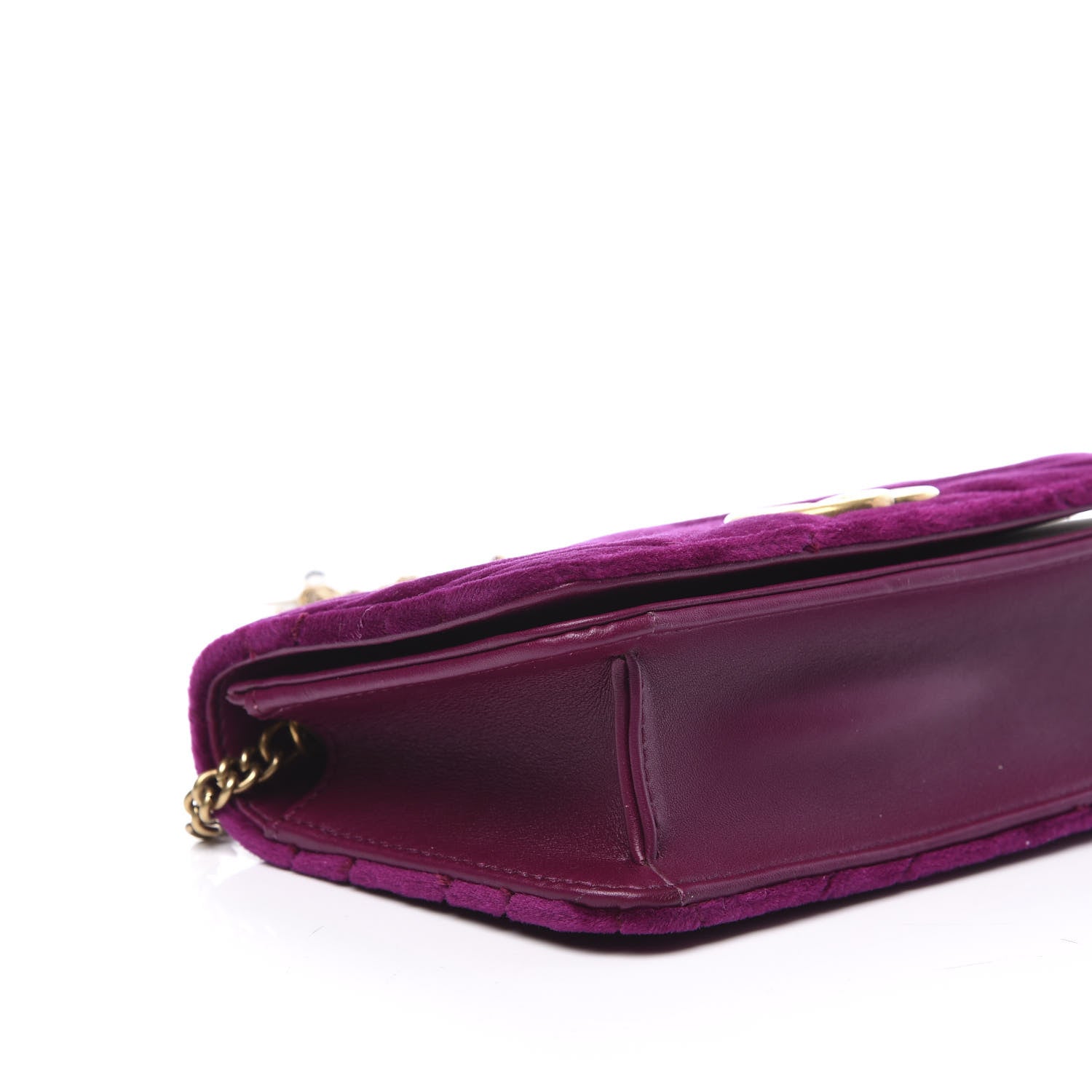 Gucci Velvet Matelasse GG Marmont Mini Bag Fuchsia Violet Cyclamen 5 of 10