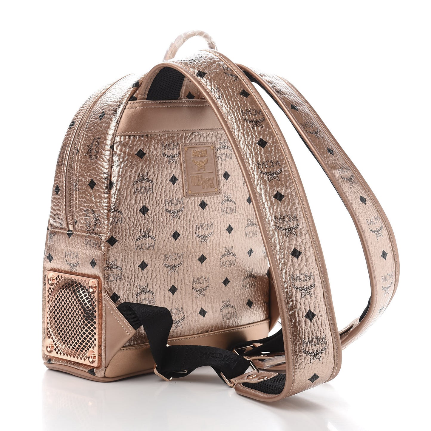 Metallic X Wizpak Visetos Studded Sound System Speaker Backpack Champagne Gold