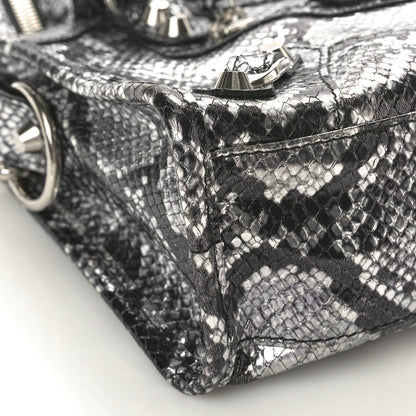 Balenciaga Metallic Calfskin Snakeskin Embossed Classic Silver Hardware Mini City Silver 10 of 11