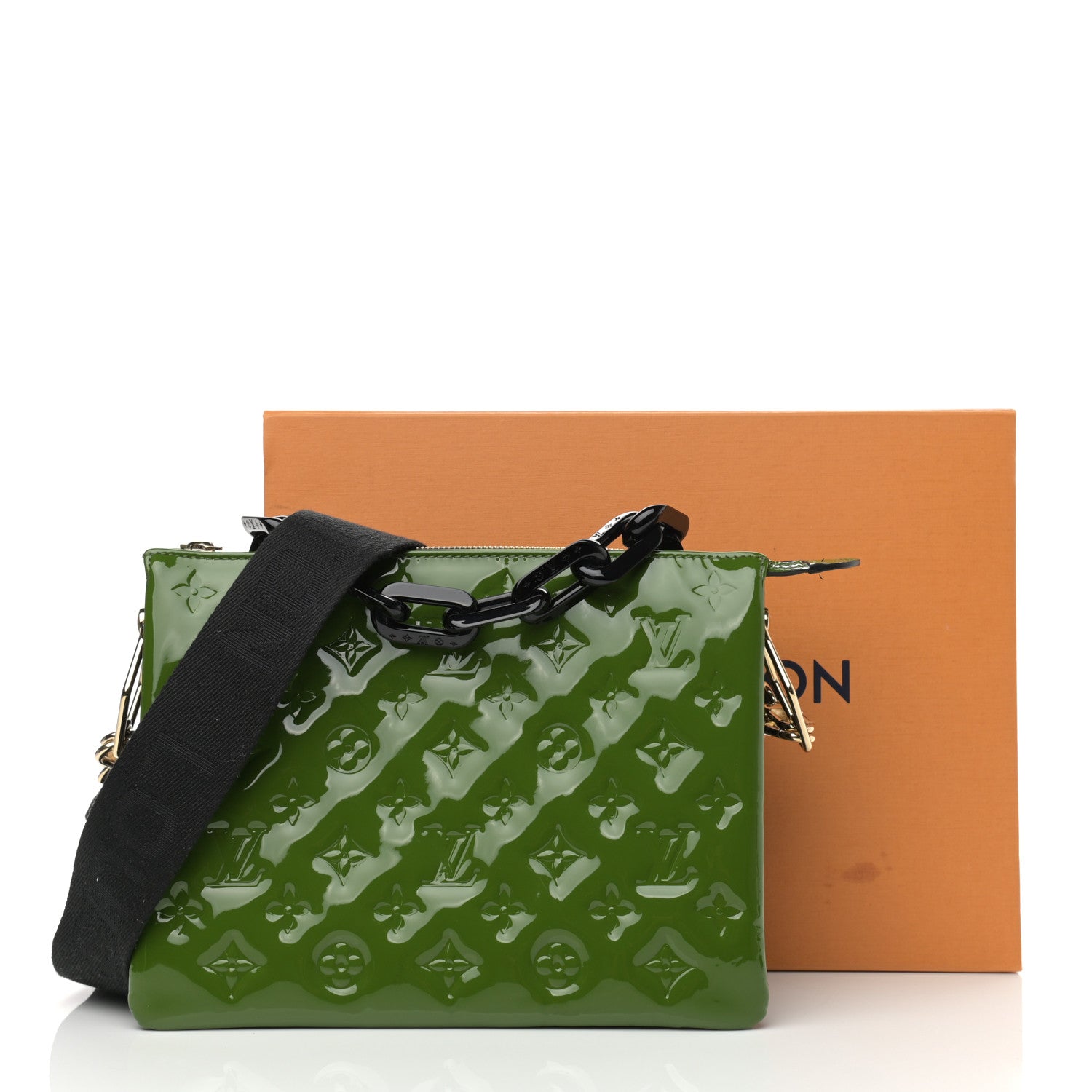 Louis Vuitton Patent Embossed Monogram Coussin PM Green Black 11 of 11