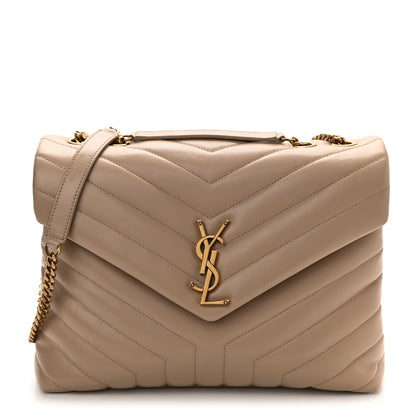 Saint Laurent Calfskin Y Quilted Monogram Medium Loulou Chain Satchel Dark Latte 1 of 9