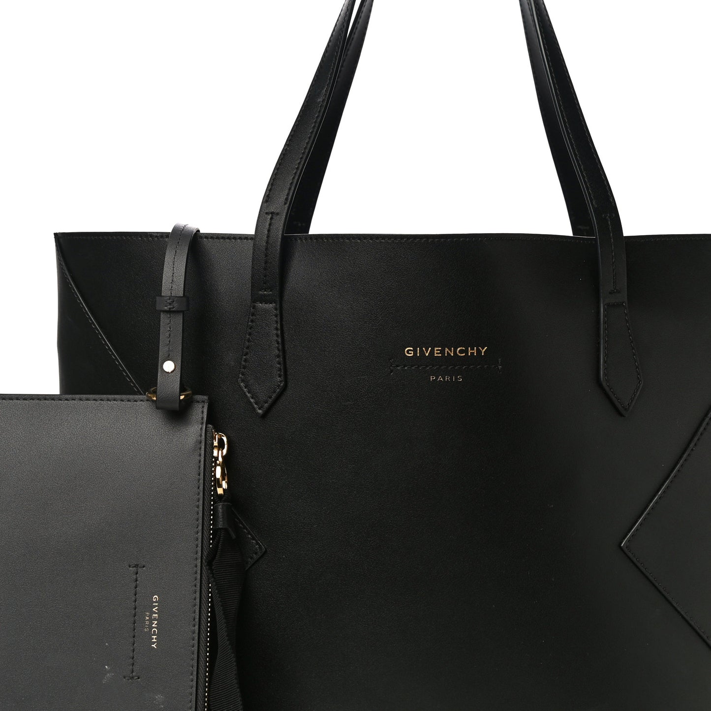 Smooth Calfskin Wing Shopper Tote Black Red