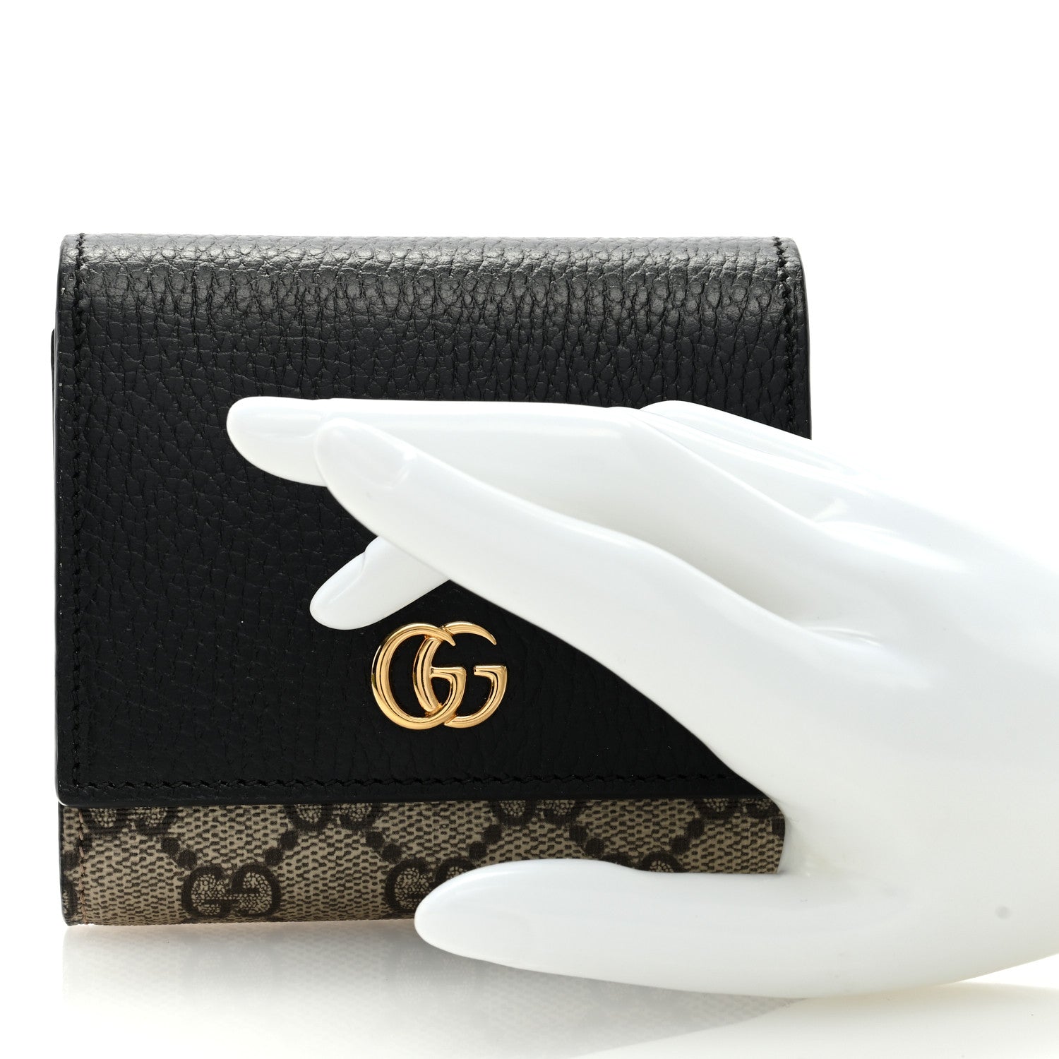 Gucci Dollar Calfskin GG Supreme Monogram Medium GG Marmont Wallet Black Beige Ebony 2 of 6