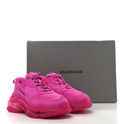 Balenciaga Fabric Mesh Clear Sole Fluo Womens Triple S Sneakers 40 Pink 9 of 9