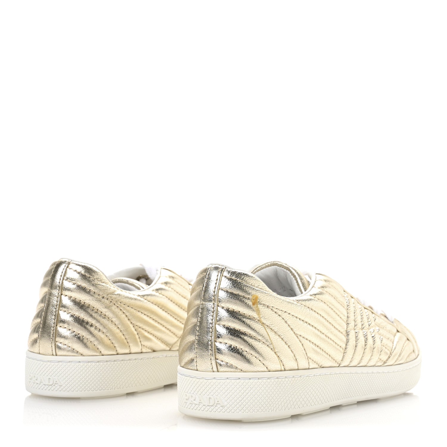 Prada Metallic Nappa Diagramme Sneakers 37.5 Pirite 5 of 7