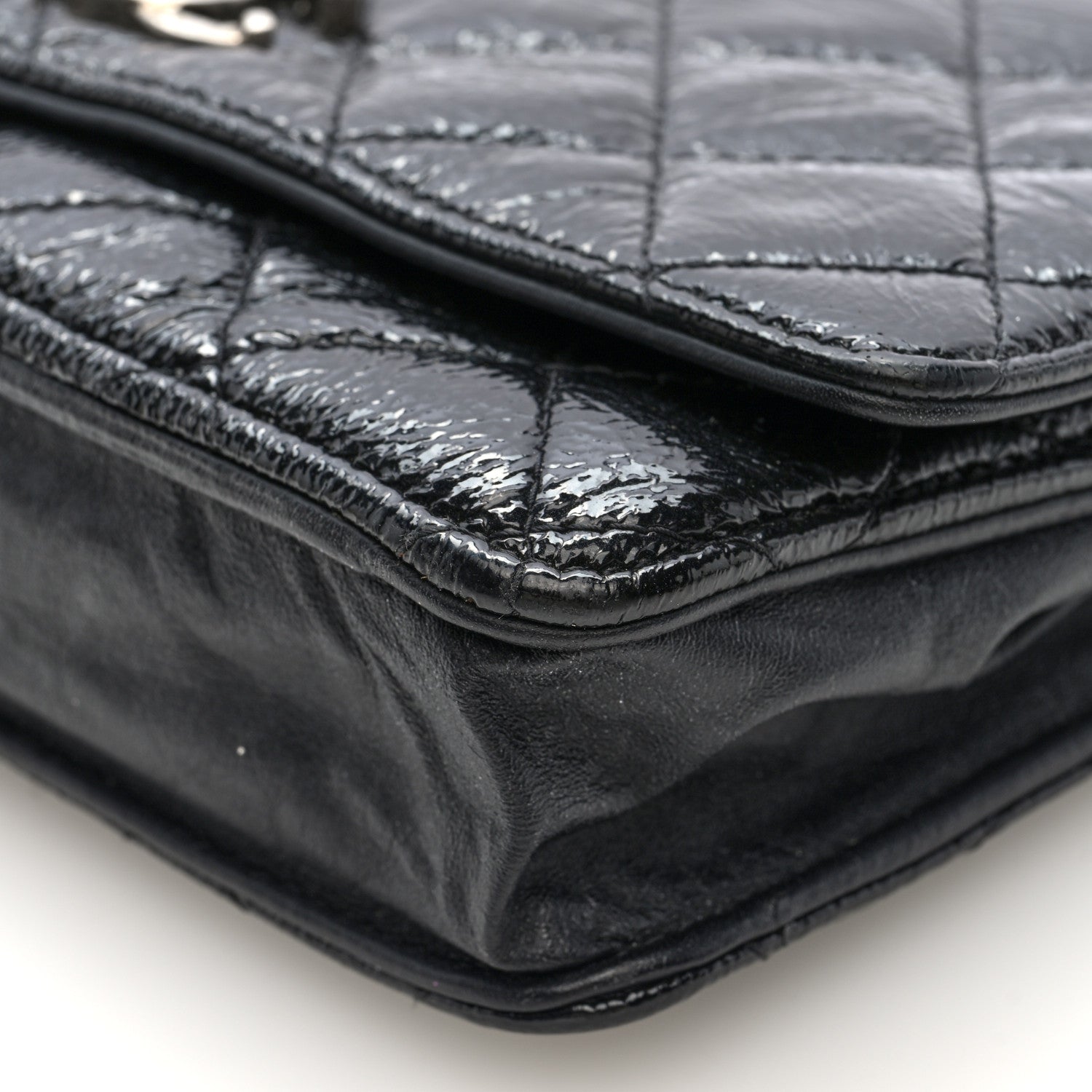 Chanel Patent Goatskin Quilted Paris Dallas Wallet On Chain WOC Black 10 of 10
