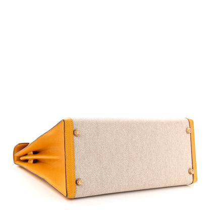 Hermes Toile H Epsom Kelly Sellier 28 Ecru Jaune Sable 4 of 12