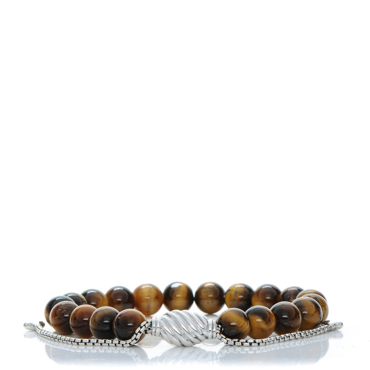 Sterling Silver Tiger's Eye 8mm Spiritual Beads Adjustable Bracelet