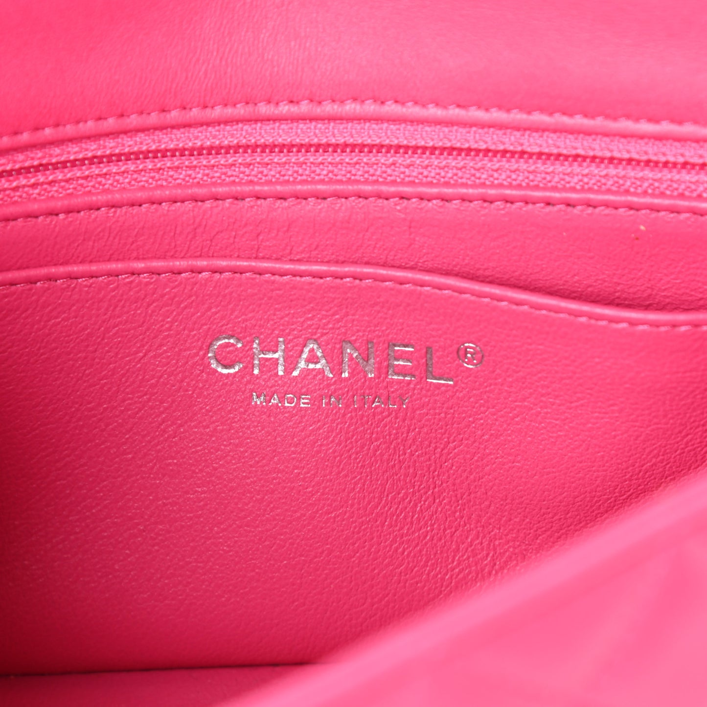 Lambskin Quilted Mini Rectangular Flap Dark Pink