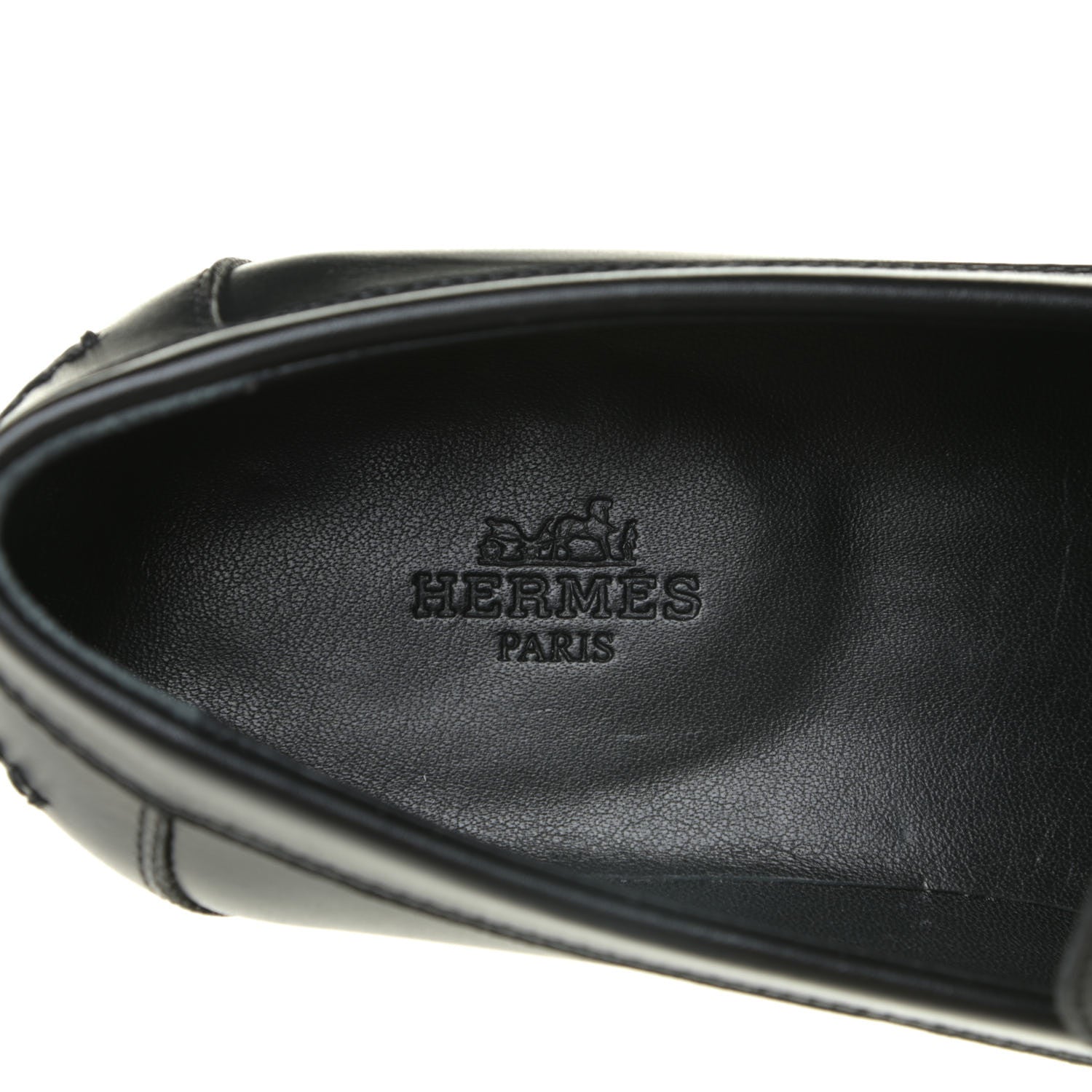 Hermes Calfskin Womens Destin Loafers 37 Black 10 of 16