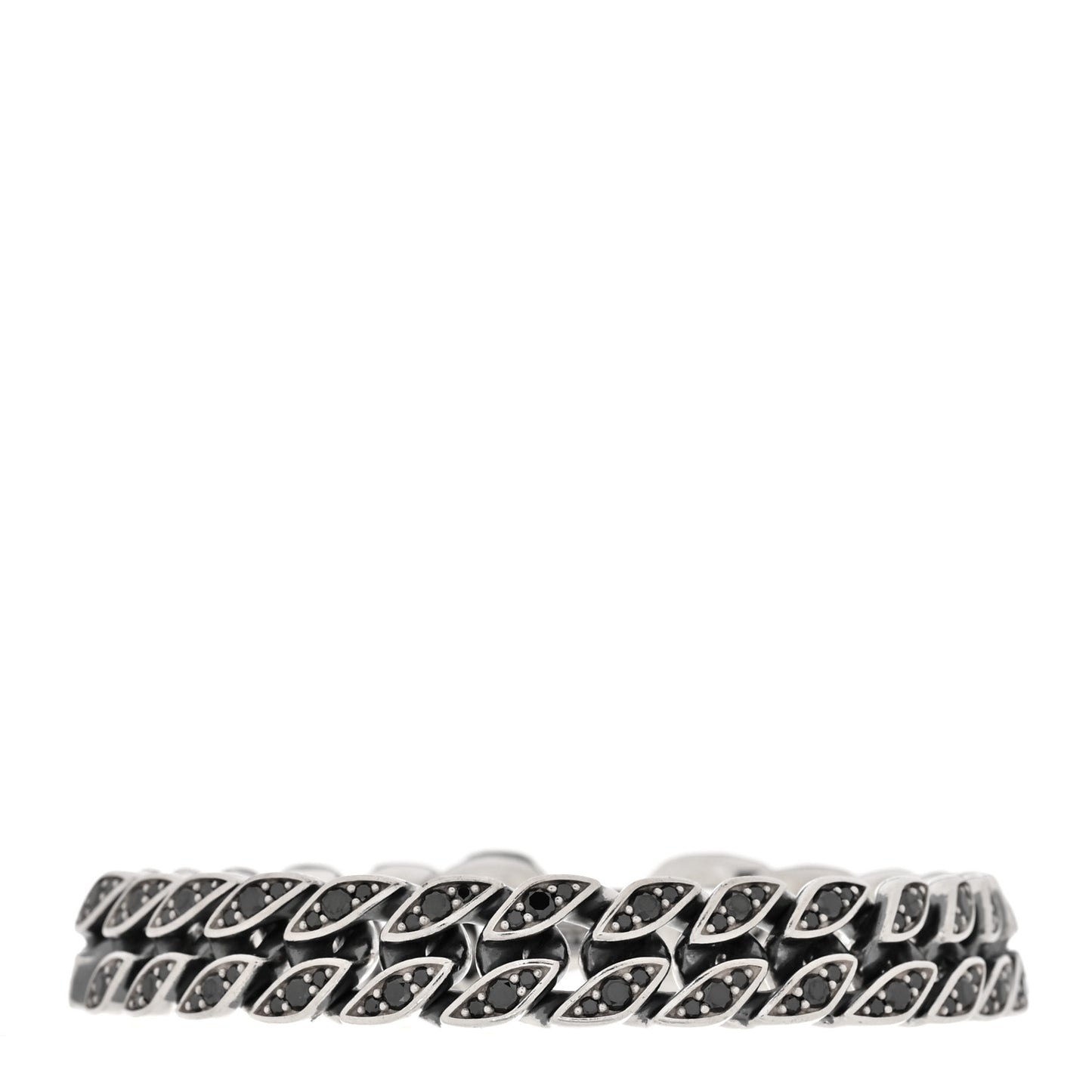 Sterling Silver Black Diamond 11.5mm Curb Chain Bracelet