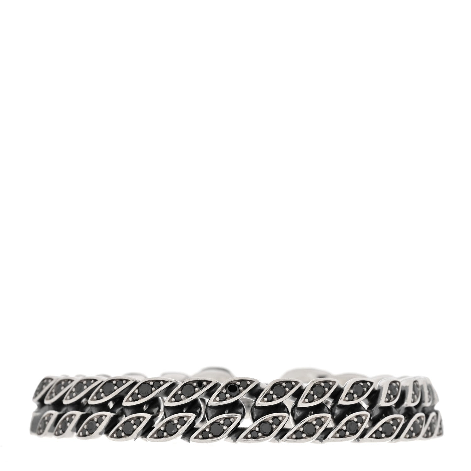 David Yurman Sterling Silver Black Diamond 11.5mm Curb Chain Bracelet 1 of 3