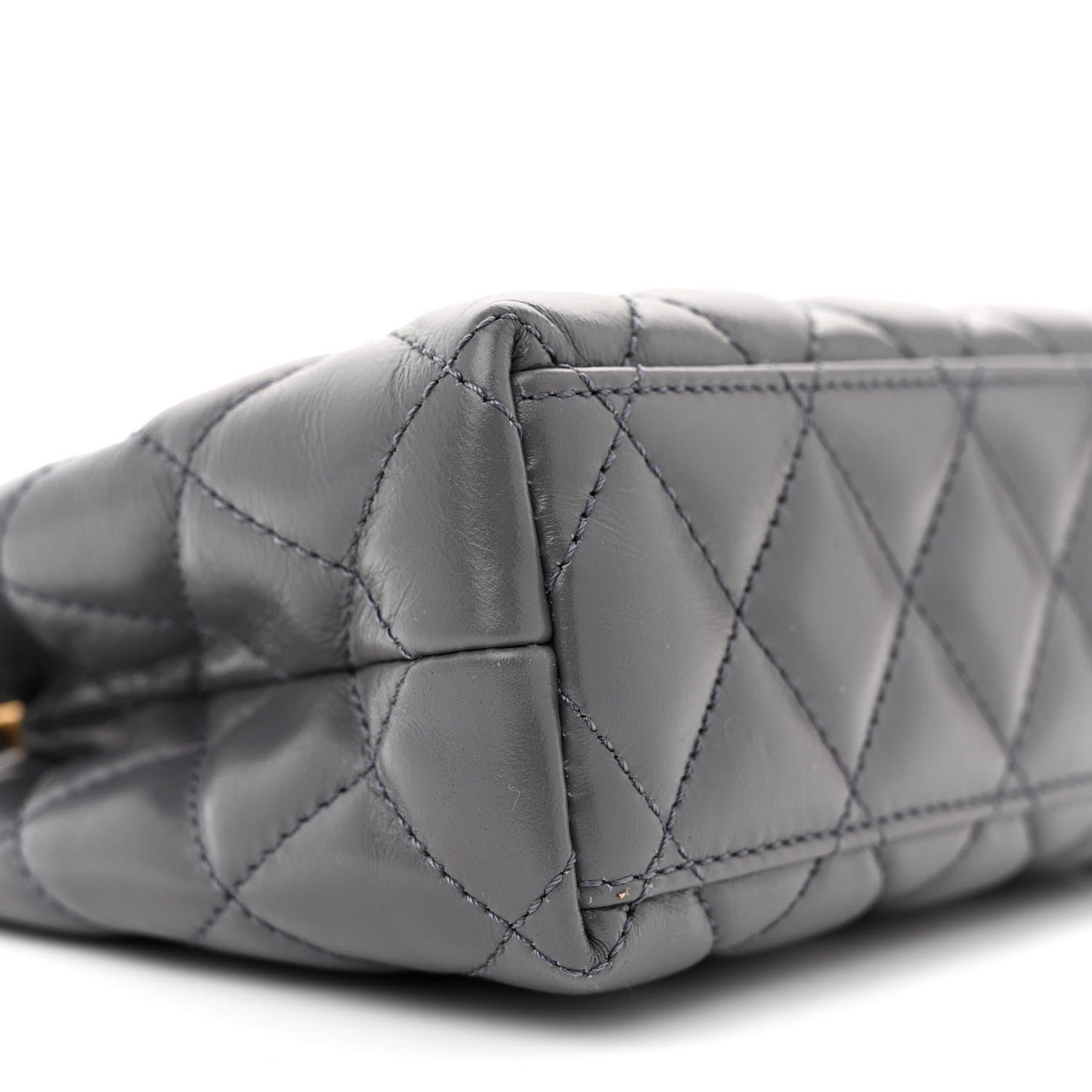 Chanel Shiny Aged Calfskin Quilted Nano Kelly Shopper Grey 9 of 12