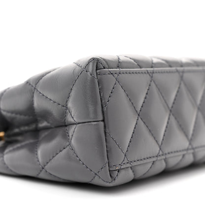 Chanel Shiny Aged Calfskin Quilted Nano Kelly Shopper Grey 9 of 12