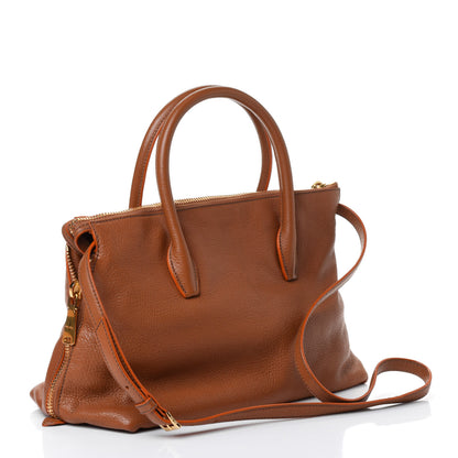 Miu Miu Goatskin Madras Zip Tote Orange 2 of 5