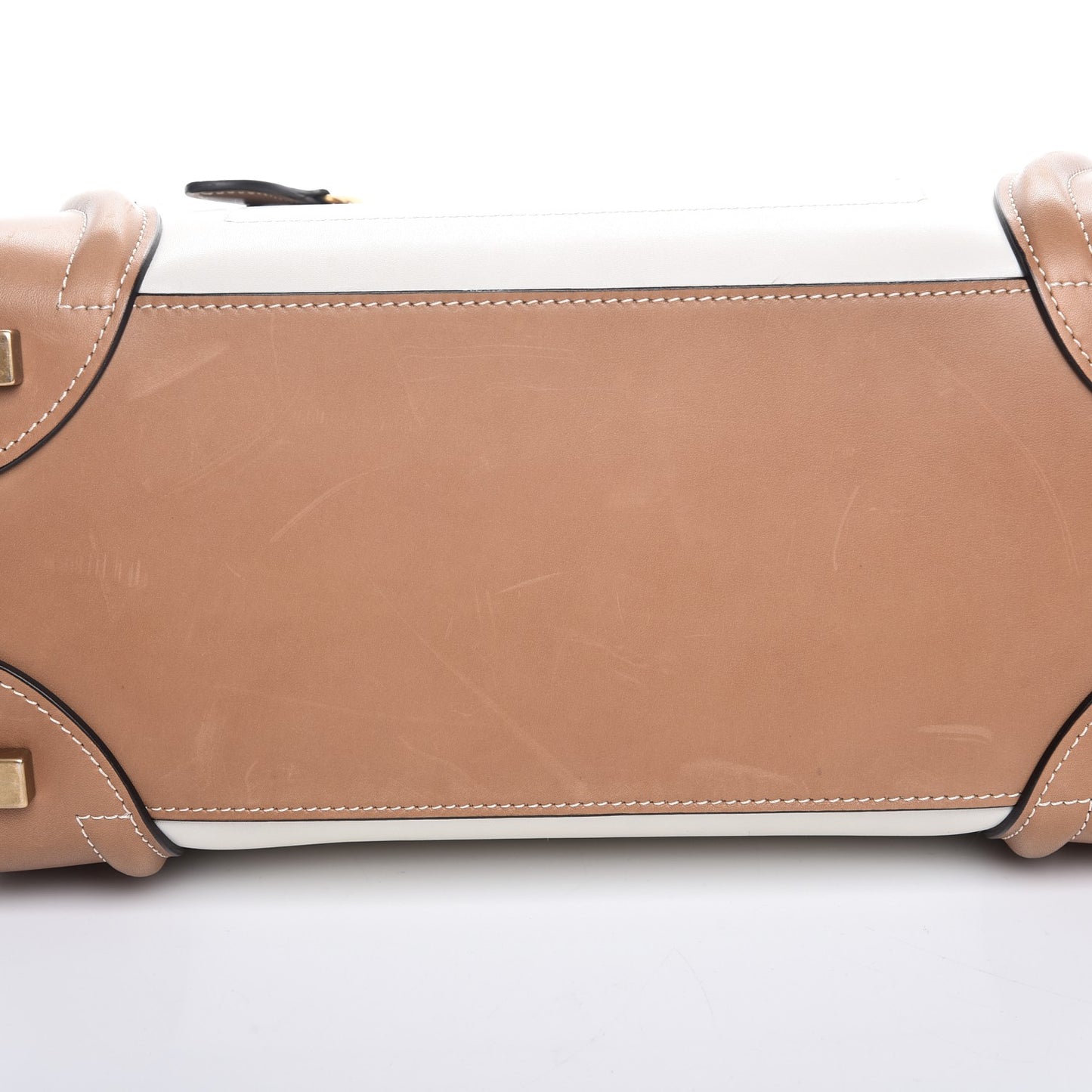 Suede Calfskin Suede Micro Tri-Color Luggage Nude