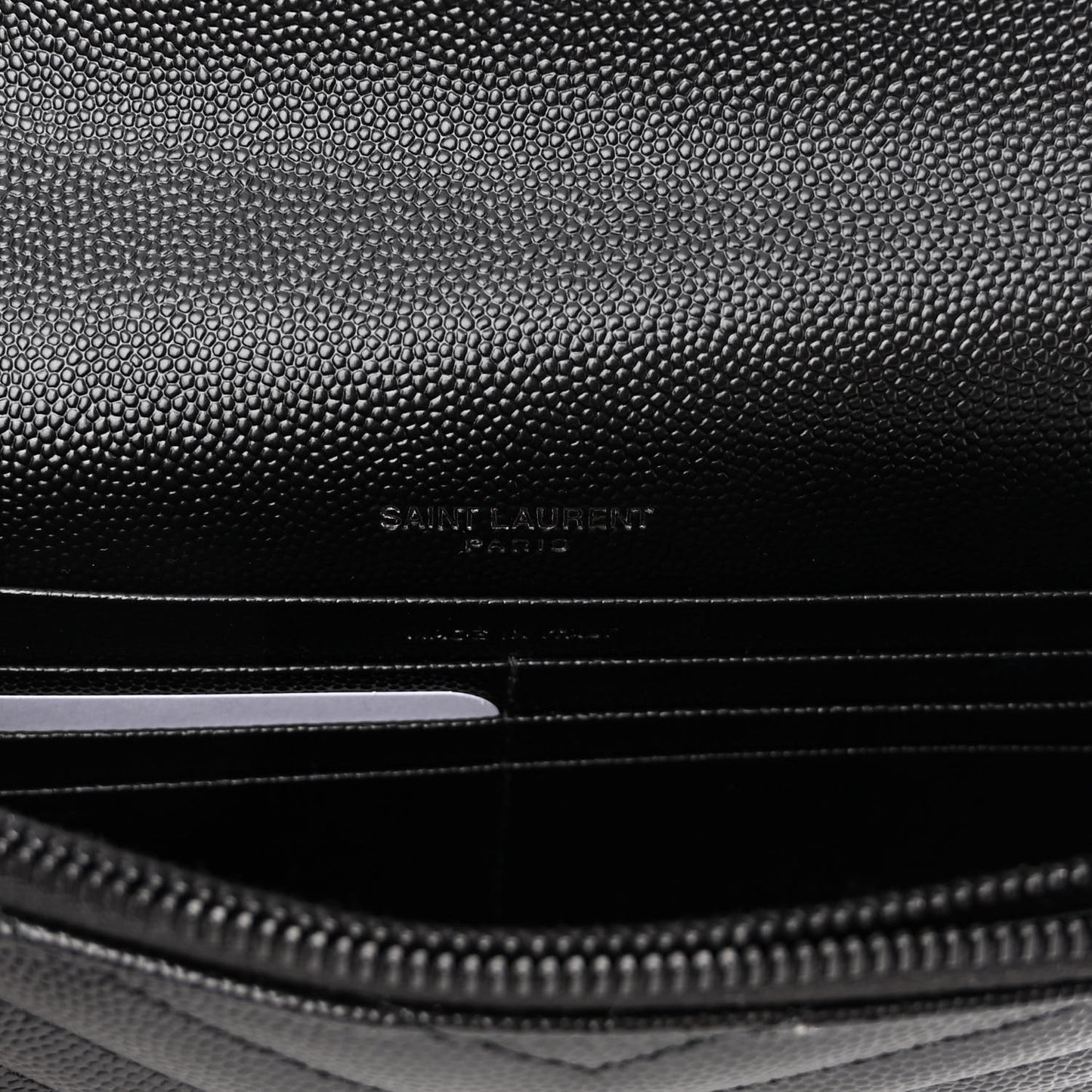 Grain De Poudre Matelasse Chevron Monogram Monochrome Envelope Chain Wallet Black
