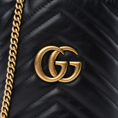 Gucci Calfskin Matelasse Mini GG Marmont 2.0 Bucket Bag Black 8 of 11