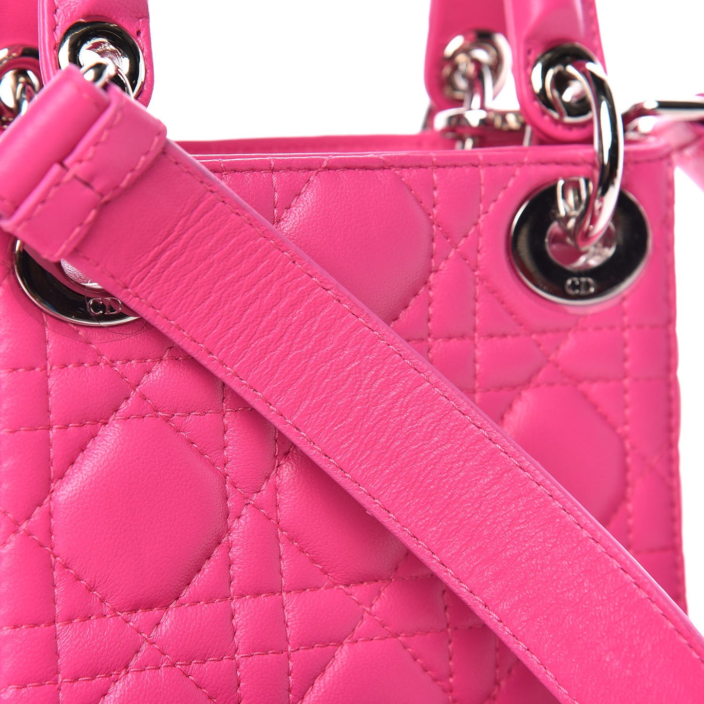 Lambskin Cannage Nano Lady Dior Fuchsia