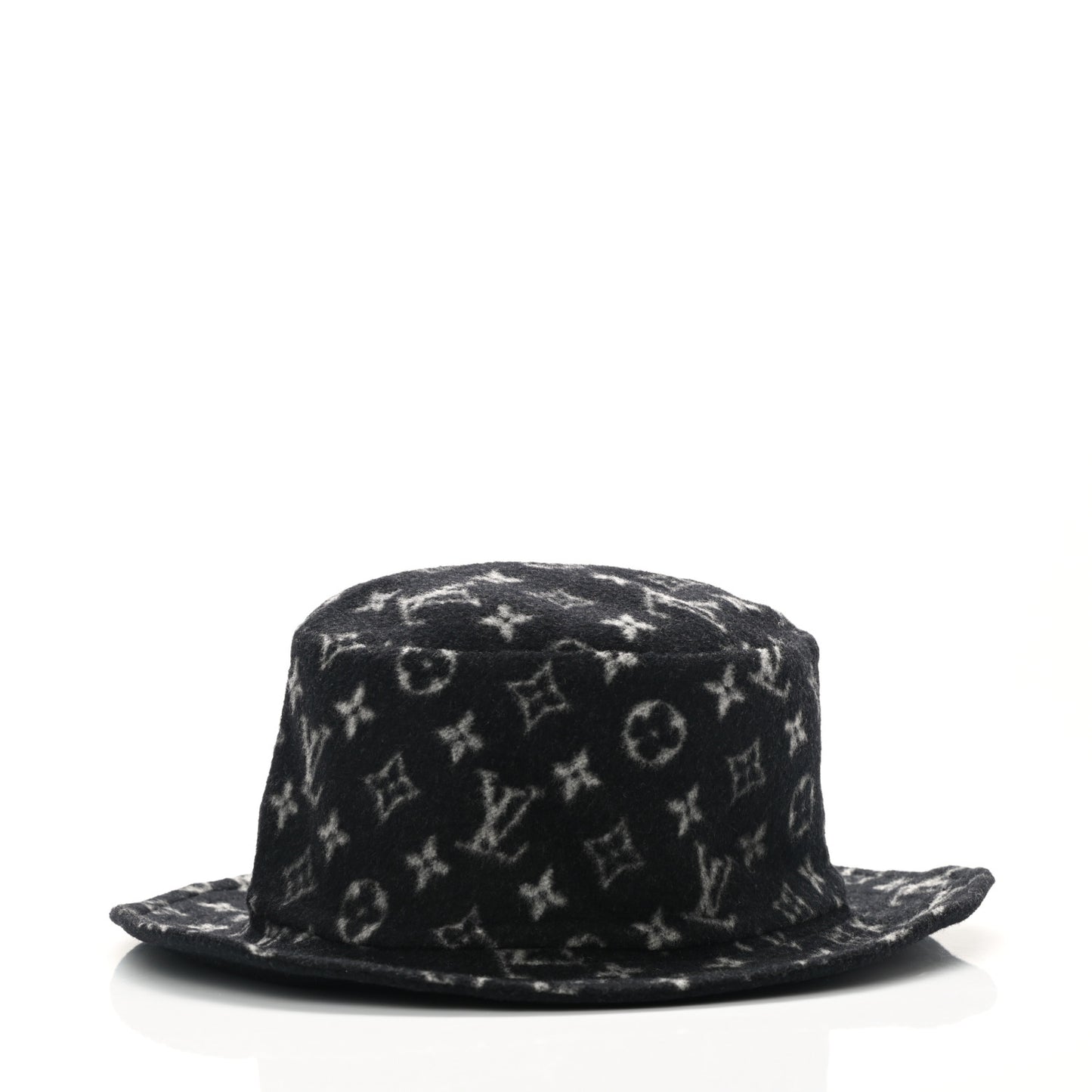 Wool Monogram Match Bucket Hat S Black White