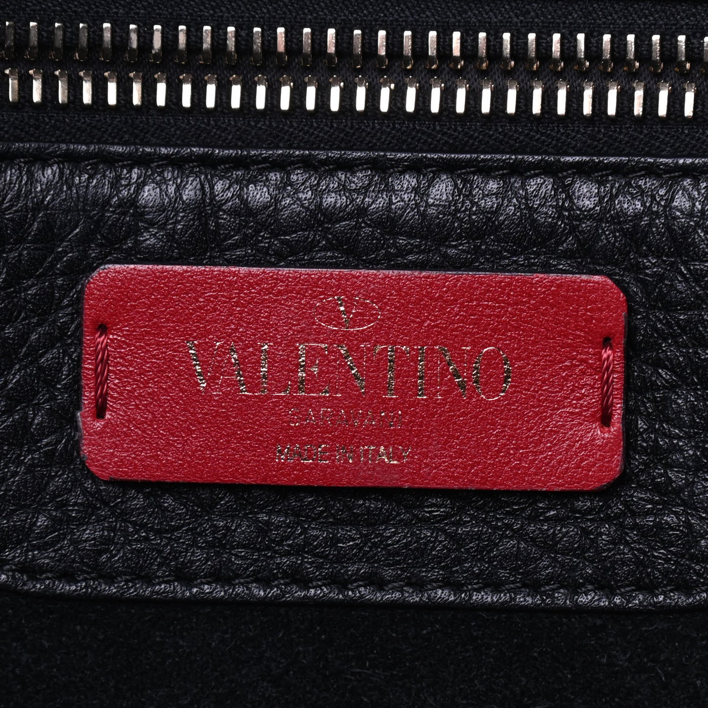 Grained Calfskin Rockstud Shoulder Tote Black