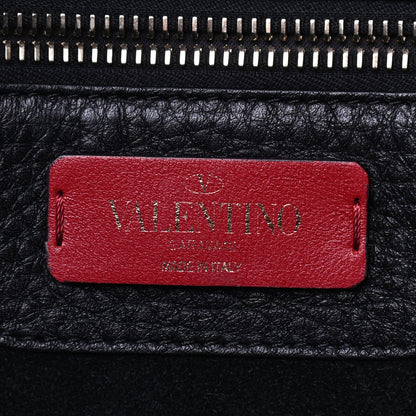 Valentino Garavani Grained Calfskin Rockstud Shoulder Tote Black 9 of 12