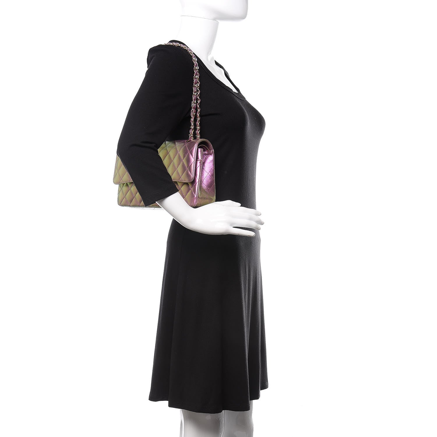 Chanel Iridescent Lambskin Quilted Medium Double Flap Purple 3 of 14