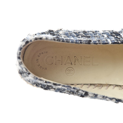 Chanel Metallic Tweed Lambskin CC Espadrilles 36 Blue Black Silver 9 of 11