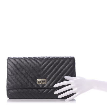 Chanel Aged Calfskin Chevron Quilted Reissue 2.55 Clutch Black 2 of 10