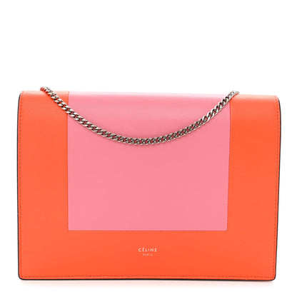 Celine Smooth Lambskin Frame Evening Chain Clutch Steel Orange Flamingo 1 of 9