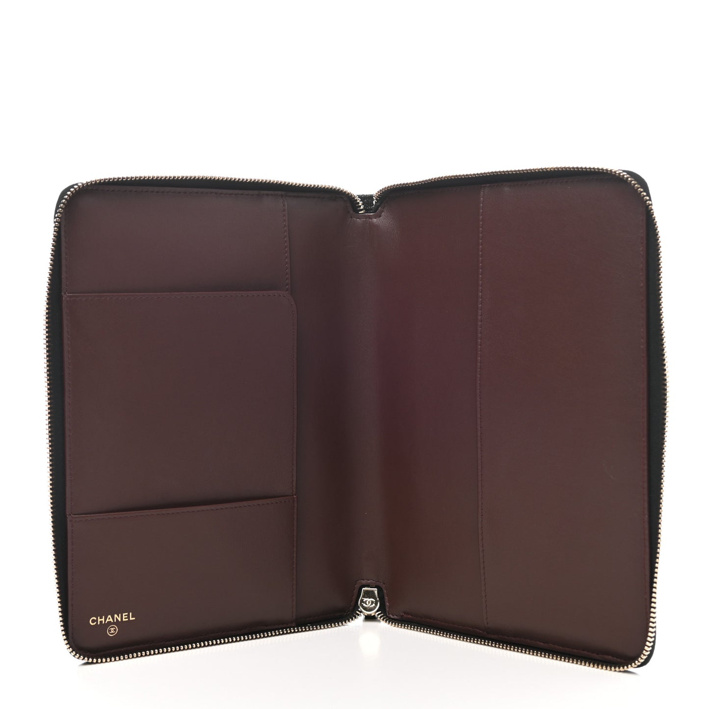 Caviar Quilted Zip Around Notebook Agenda Cover Black