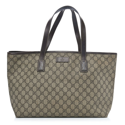Gucci GG Supreme Monogram Medium Zippered Shopping Tote Dark Brown 1 of 15