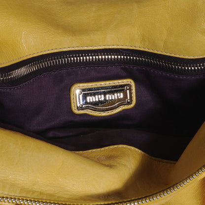 Miu Miu Leather Vitello Lux Bow Bag Polline 9 of 11
