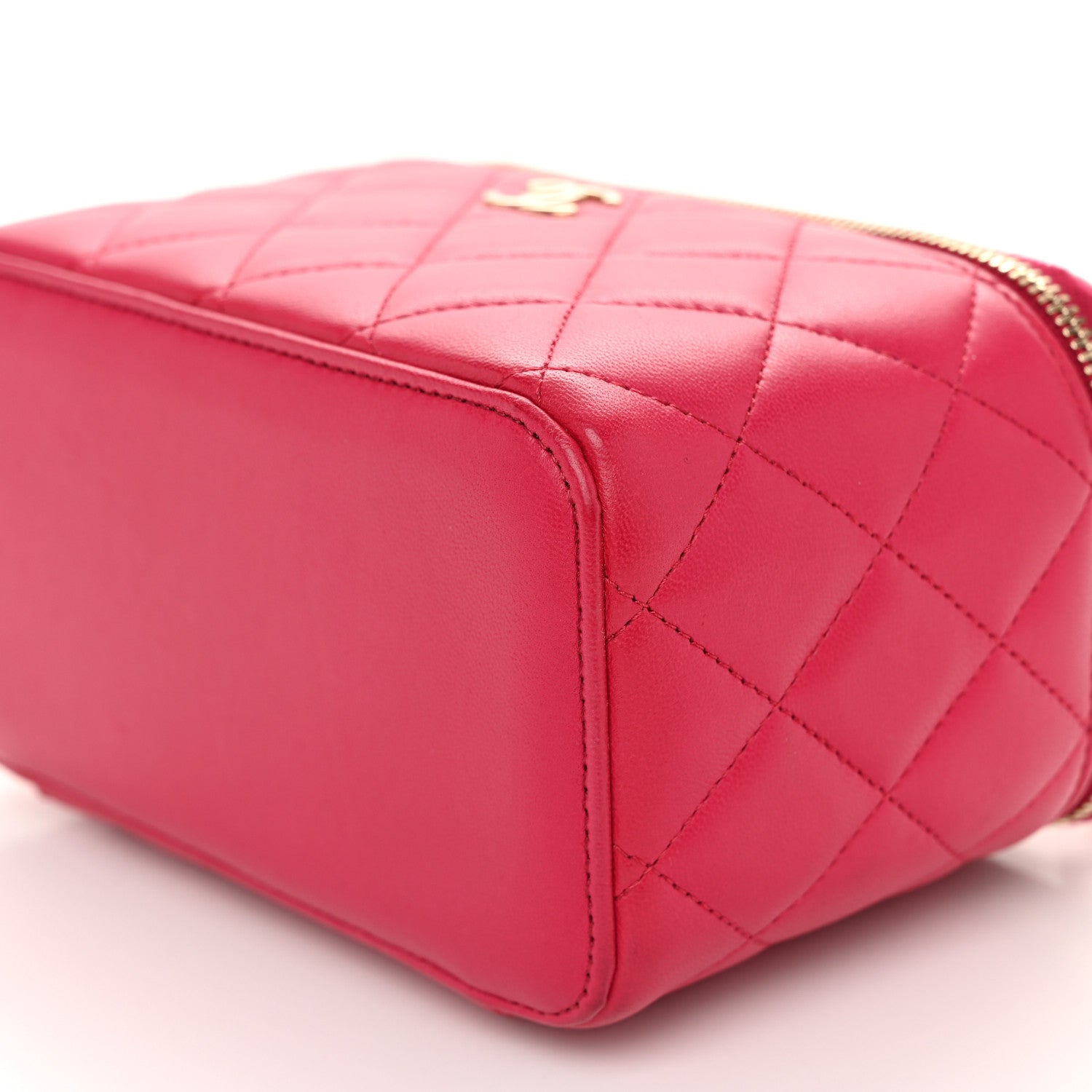 Chanel Lambskin Quilted Small Top Handle Vanity Case With Chain Dark Pink 9 of 10