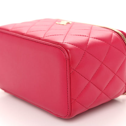 Chanel Lambskin Quilted Small Top Handle Vanity Case With Chain Dark Pink 9 of 10