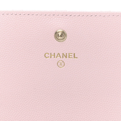 Chanel Caviar Quilted Crystal CC Large Gusset Flap Wallet Pink 6 of 9