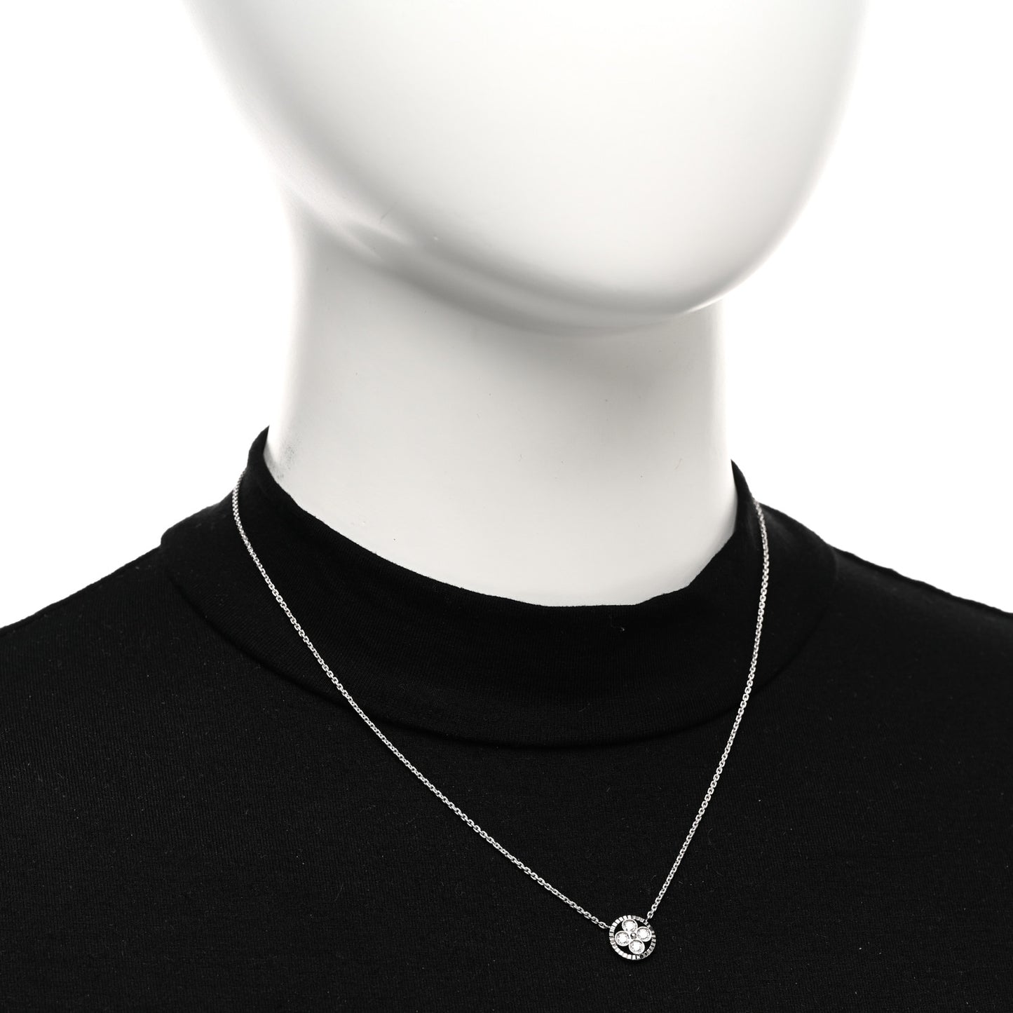 18K White Gold Diamond Blossom BB Pendant Necklace