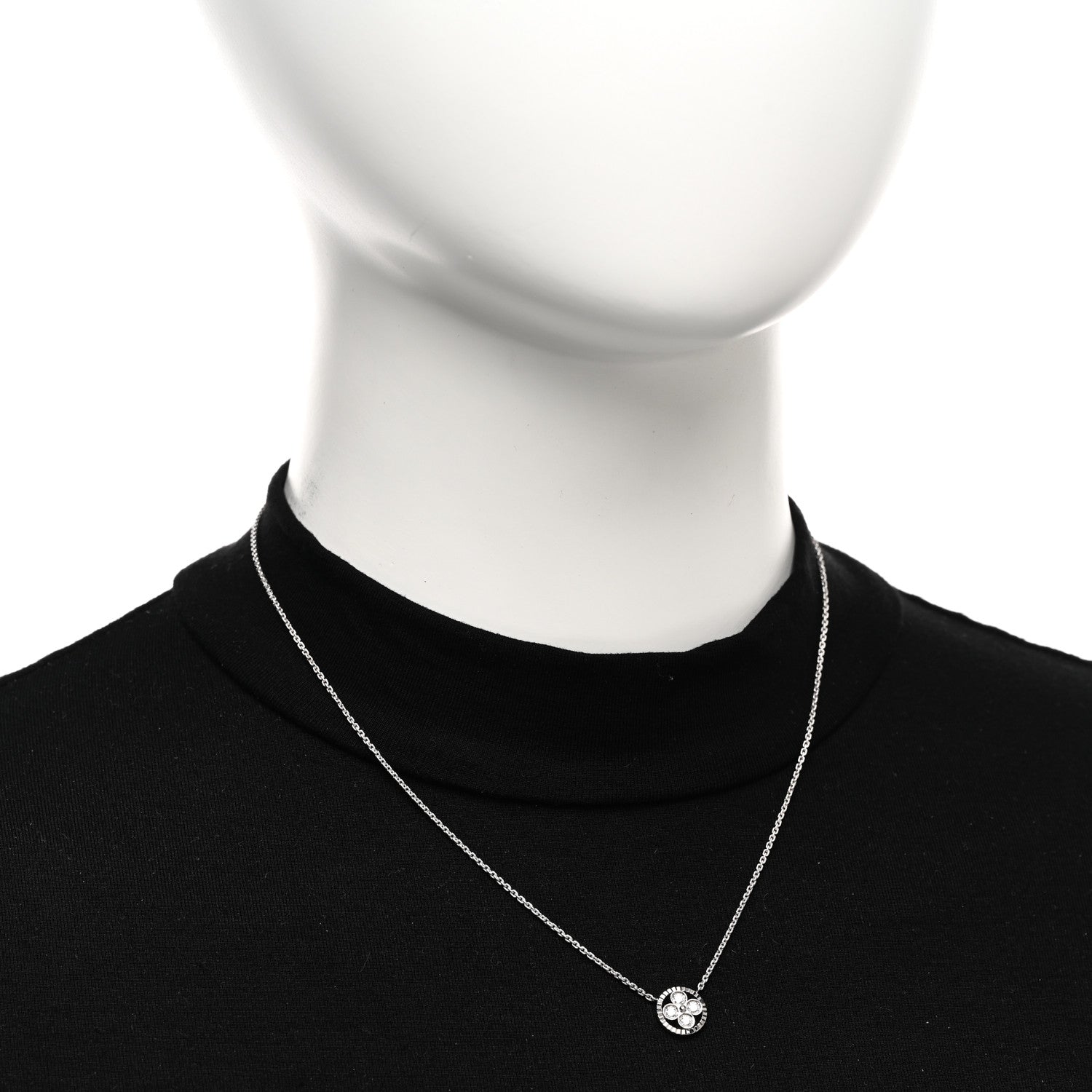 Louis Vuitton 18K White Gold Diamond Blossom BB Pendant Necklace 2 of 6