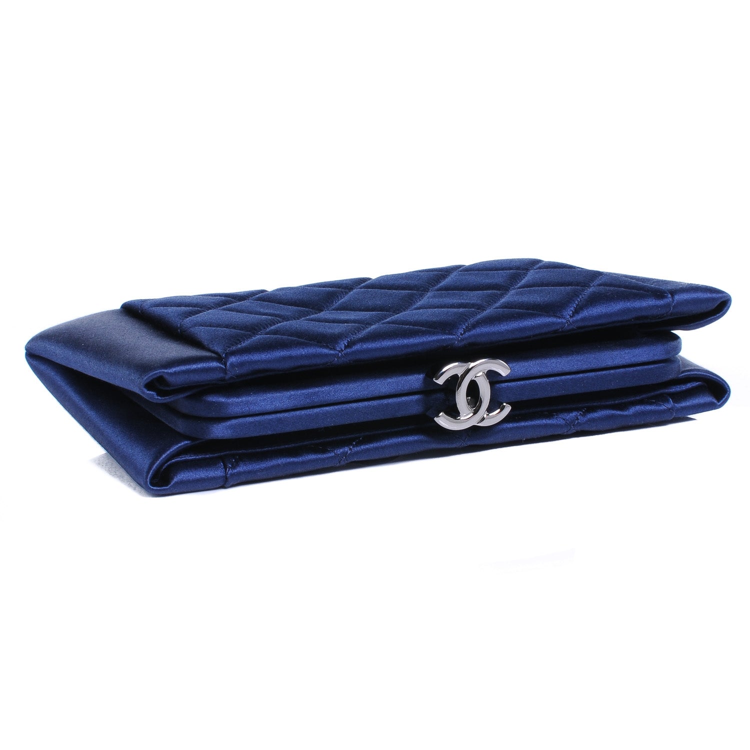 Chanel Satin Quilted Clutch Blue 5 of 8