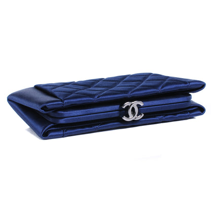 Chanel Satin Quilted Clutch Blue 5 of 8