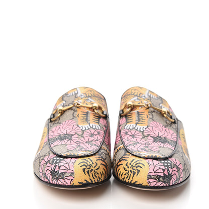 Gucci GG Supreme Monogram Bengal Womens Princetown Slippers 38 Beige Crop Pink 2 of 9