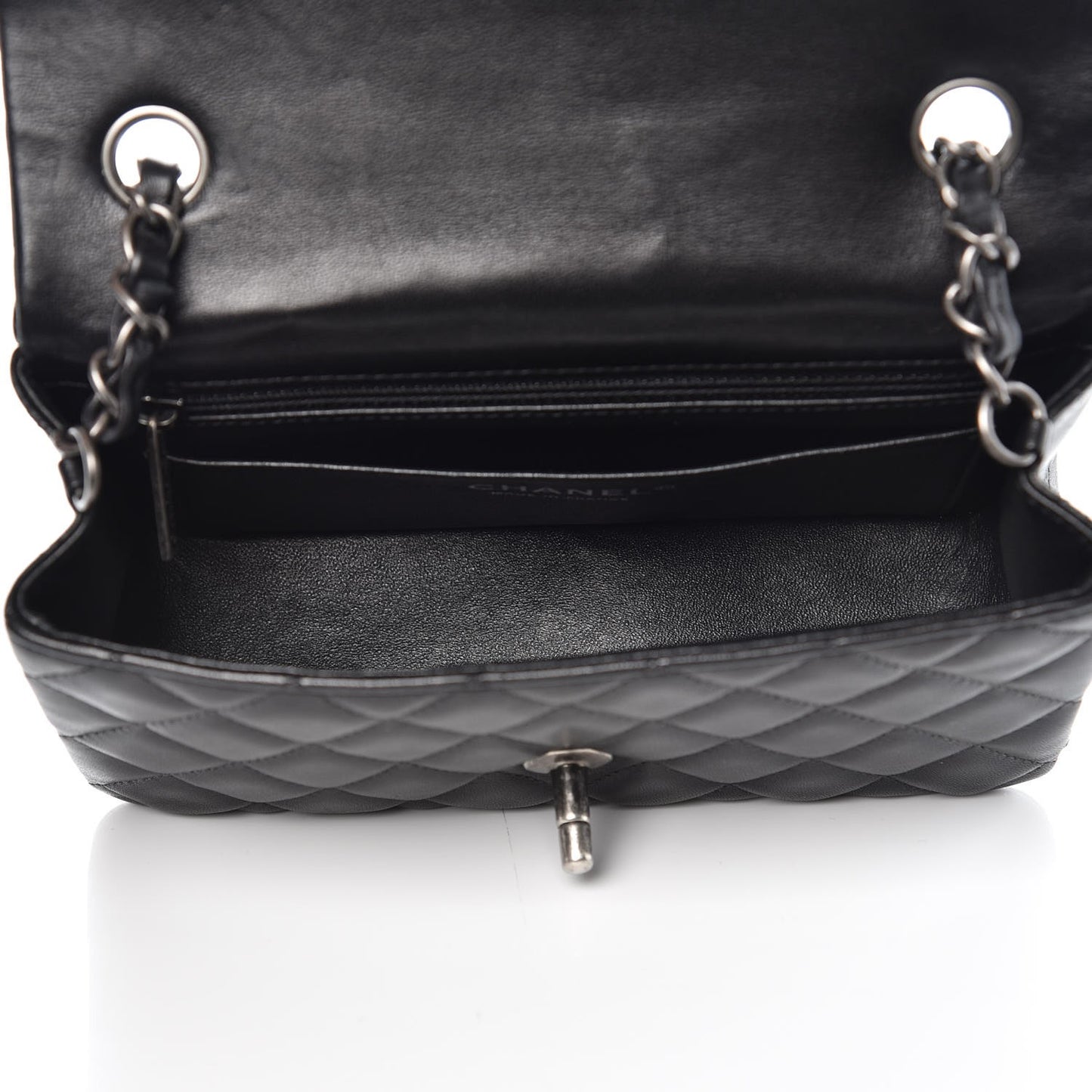 Lambskin Quilted Mini Rectangular Flap Black