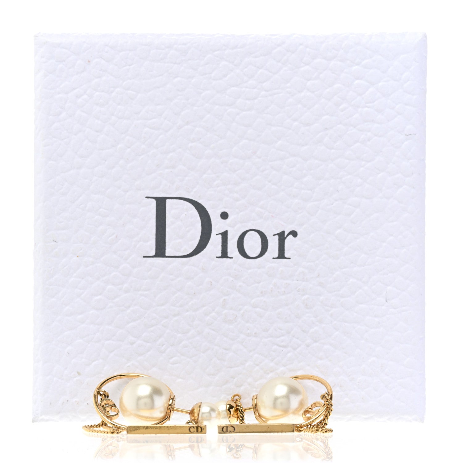 Christian Dior Pearl Tribales Dangle Chain Earrings Gold 5 of 5