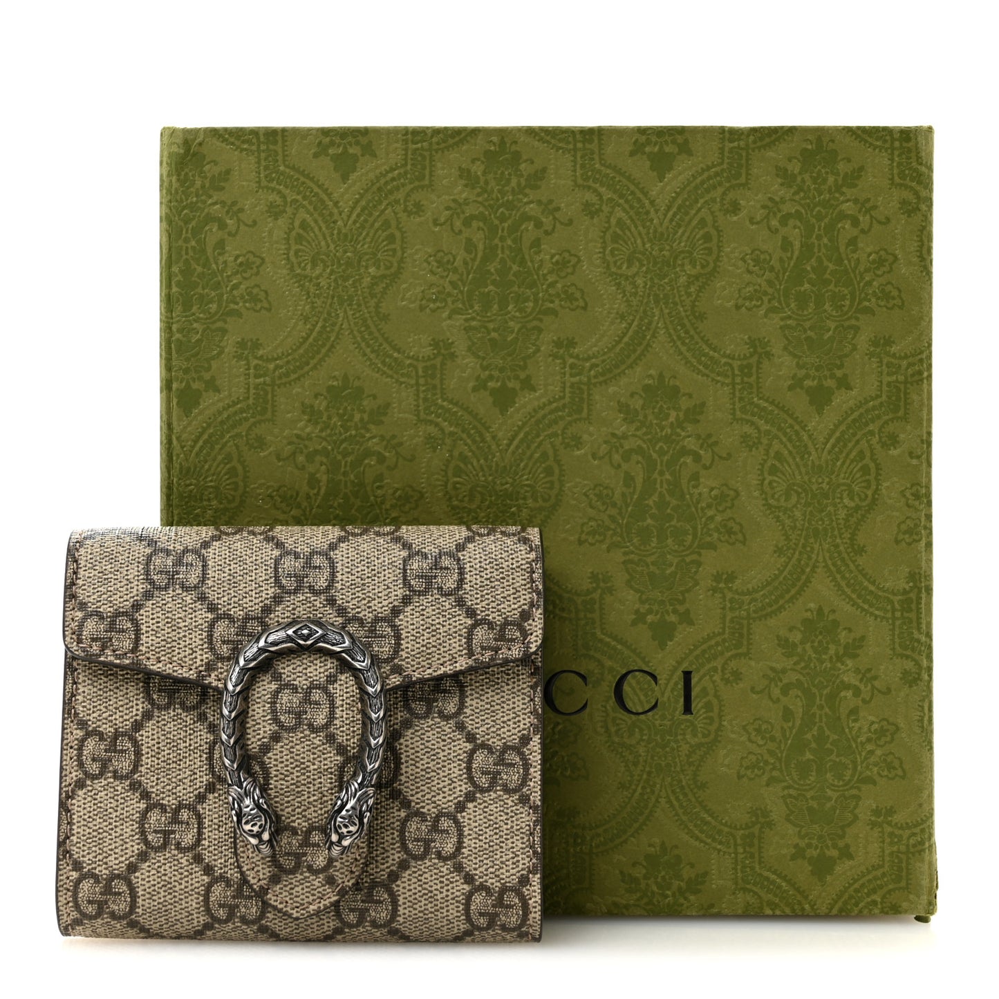 GG Supreme Monogram Dionysus Card Case Wallet Beige Taupe Beige Taupe