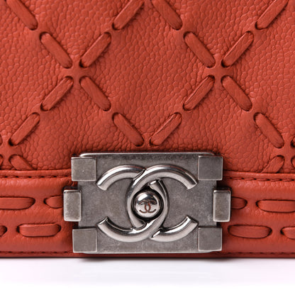Chanel Caviar Stitched Medium Boy Flap Dark Orange 8 of 10