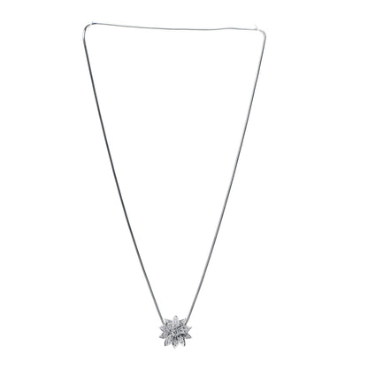 Van Cleef & Arpels 18K White Gold Diamond Small Lotus Pendant Necklace 2 of 6